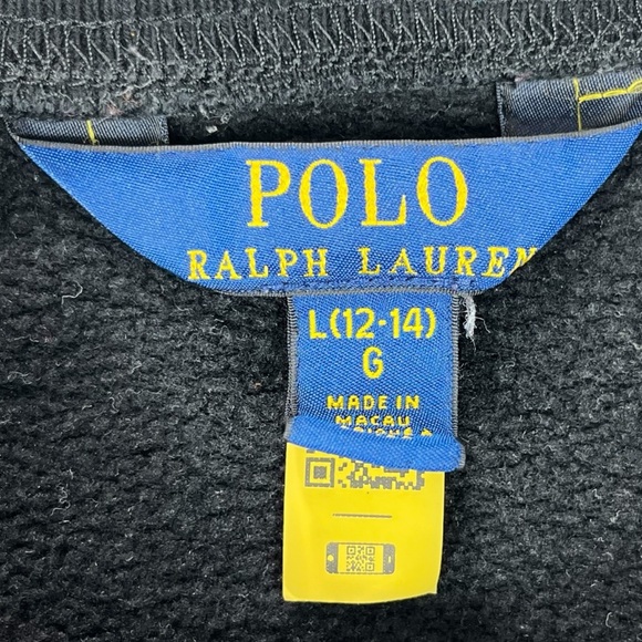 Polo Ralph Lauren Kids L 12 14 Ski Bear Sweatshirt Black Crewneck - Picture 6 of 7